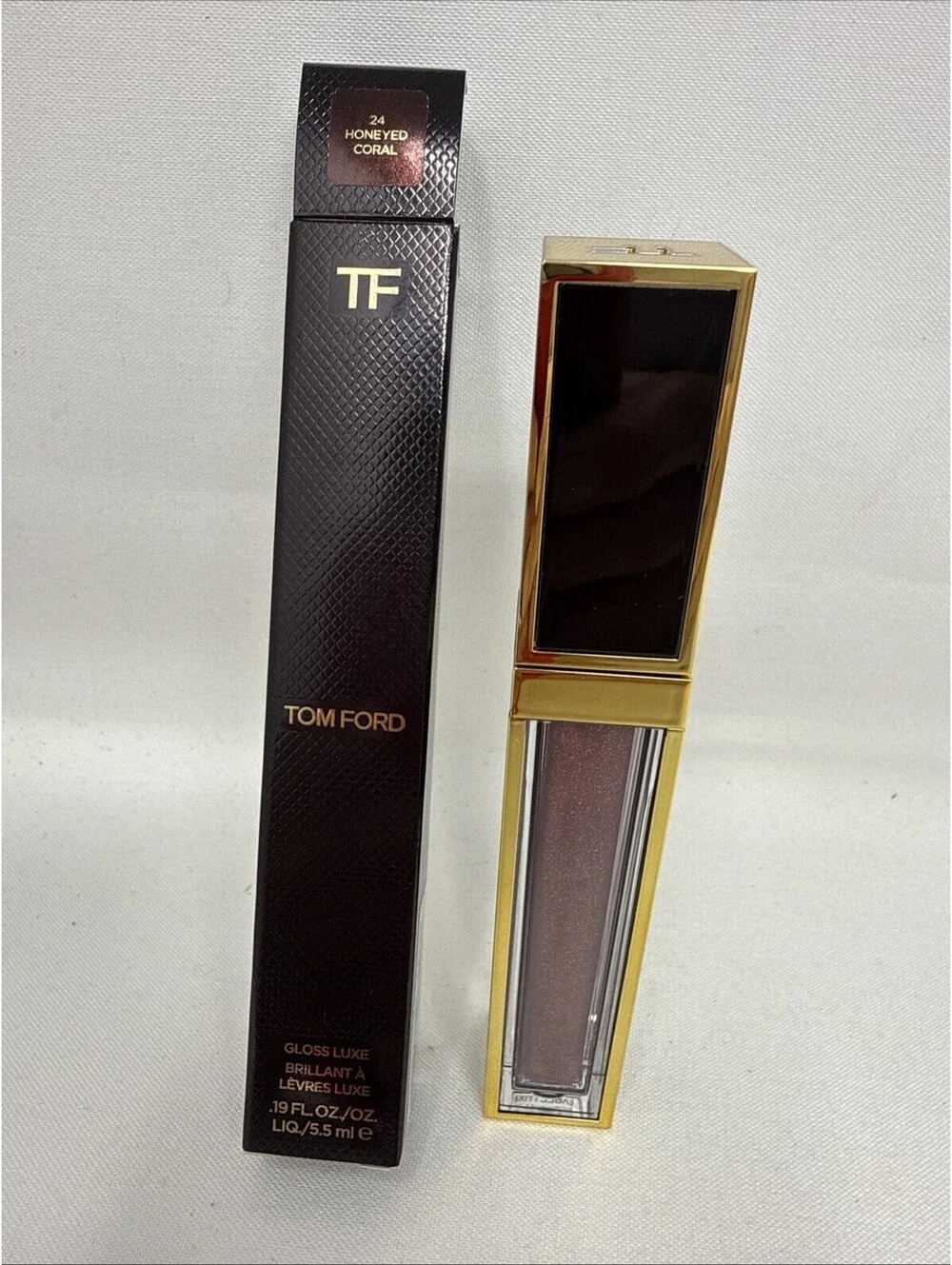 Tom Ford Gloss Luxe Lip Gloss 24 Honeyed Coral Shine Glitter 0.19 fl oz CJ200